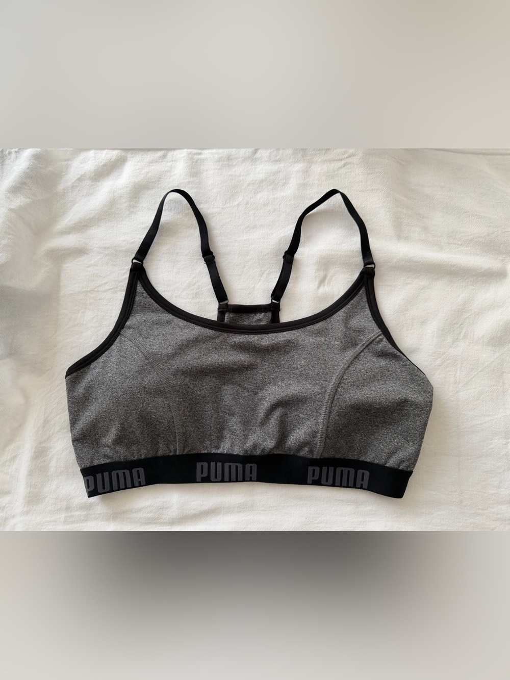 Puma Gray & Black Heathered Sports Bra